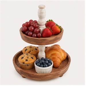 High-Quality 2-Tier Mango Wood Cake <b>Stand</b> Farmhouse <b>Cupcake</b> <b>Stand</b> & Tiered Dessert Server for Wedding Parties - Product Image 3