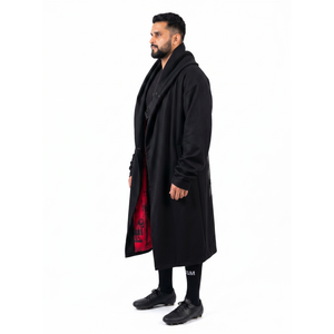 Gabardina de lana extragrande para hombre, estilo gótico, tipo capa, abrigo de calle vanguardista, fabricante OEM de ropa exterior. - Product Image 3
