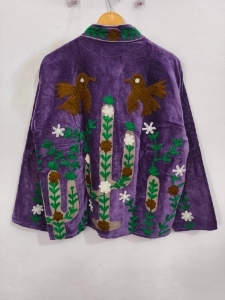 เสื้อแจ็คเก็ตปักลายซูซานีผ้ากำมะหยี่สำหรับผู้หญิง ระบายอากาศได้ดี ลายดอกไม้ งานฝีมือทำมือ เสื้อแจ็คเก็ตผู้หญิง ดีไซน์สวยงาม - Product Image 4