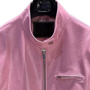 Nouvelles vestes bomber en cuir véritable pour femmes, style vintage, respirantes, roses unies, avec logo personnalisé, pour l'hiver, streetwear - Product Image 5