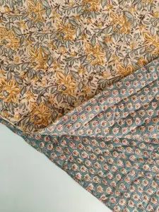Colcha Reversible de Algodón Kantha, Colcha India con Estampado a Mano, Manta Bohemia de Invierno, Manta Acolchada Suave y Ecológica de 400 Hilos - Product Image 4