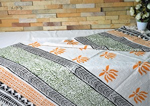 Couverture décorative artisanale à motifs floraux de lotus, imprimée au bloc, pour la maison, cadeau, canapé, salon, coton biologique moderne, écologique - Product Image 4