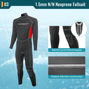 Aropec 1.5mm N/N Neoprene Fullsuit for Tropical Waters - Flexible Back-Zip Diving Wetsuit, Professional OEM/ODM Manufacturer - Product Image 4