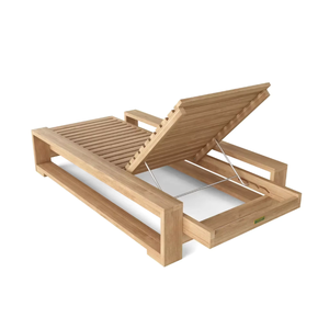 Chaise longue en teck massif de haute qualité avec finition naturelle et coussin imperméable pour mobilier d'hôtel - Product Image 4