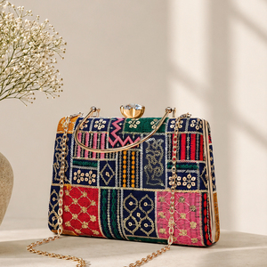 Multicolor Tribal <b>Patchwork</b> Ethnic Embroidery Bead Work Flap Closure High Quality Evening Party Clutch <b>Bag</b> Handcrafted Designer - Product Image 2