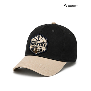 Axetex Unisex <b>Baseball</b> <b>Cap</b> <b>Black</b> Beige Embroidered Harbor Brew Coffee Co Logo Casual Spring Summer 100% Cotton Breathable - Product Image 1
