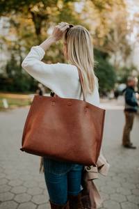 Classic Leather Tote Bag Women Shopper - Product Image 2