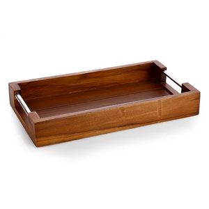 Modernas Bandejas de Servir de Madera con Asas Metálicas, Plato Decorativo Rectangular con Ranuras para el Hogar, Regalo de Boda - Product Image 4
