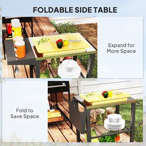 Three Shelf Outdoor Stainless Steel Top Grill Cart <b>Table</b> Foldable <b>Side</b> <b>Silver</b> Pizza Oven Stand Hooks 3kg Capacity for Baking - Product Image 5