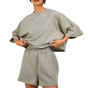 Conjunto de 2 Piezas para Mujer, 100% Algodón, Ropa Urbana, Logotipo Personalizado, Conjunto Informal para Mujer, Servicio OEM - Product Image 1