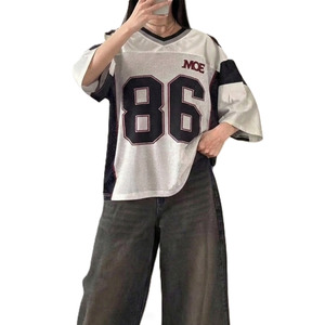 Maillot de football américain surdimensionné style streetwear en mesh respirant, col en V, uniforme d'équipe, impression de numéro personnalisée, approvisionnement en gros - Product Image 3