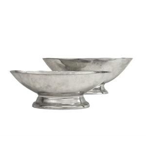 Juego de 2 tazones de metal para servir, estilo pedestal, diseño moderno, hechos a mano, para decoración de mesa, en plata y latón antiguo. - Product Image 3