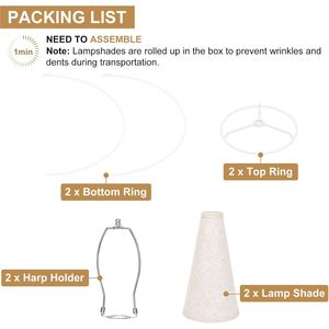 Set di 2 Paralumi Grandi Beige Stile Empire, 15 cm (top) x 40 cm (base) x 27,5 cm (altezza) per Lampade da Tavolo e da Terra - Product Image 3