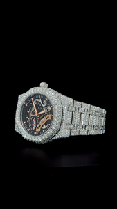 Reloj de lujo clásico de hip hop con esqueleto personalizado blanco, completamente cubierto de diamantes de moissanita redondos, elegante y lujoso para hombre, ideal para regalo. - Product Image 2