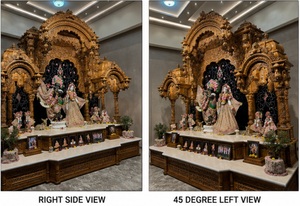 Grand Temple en Bois de Teck Iskcon pour la Maison, Autel Radha Krishna en Bois de Teck Sculpté à la Main, Mandir Traditionnel Hindou pour la Maison - Product Image 4