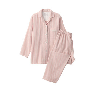Ensemble de pyjama élégant pour femme, col en V, en satin rayé, imprimé numérique, respirant, manches longues, taille élastique, vêtements de nuit ODM - Product Image 2