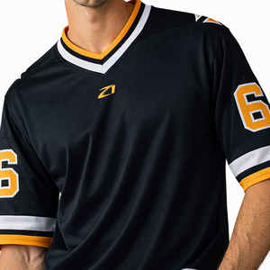 เสื้อฟุตบอลอเมริกันตาข่ายสีดำ แขนสั้น ระบายอากาศได้ดี สำหรับผู้ชาย ชุดทีม  รับสกรีนโลโก้  ชุดยูนิฟอร์ม OEM  ชุดกีฬาเปล่า  โรงงานผลิตเสื้อผ้ากีฬา - Product Image 2