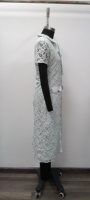 Robe midi en dentelle avec col Peter Pan et boutons sur le devant, robe fourreau décontractée d'été à manches courtes avec poches