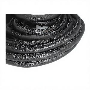 High Quality 10mm Black Nappa <b>Stitch</b> Leather Cord Round Shape Plated <b>Jewelry</b> Findings 5mm Size - Product Image 1