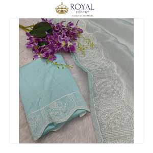 Exclusive Sale on Latest Fashion Beautiful Design Organza Silk Saree with Cotton Thread <b>Work</b> for Women Wedding Wear - Product Image 2