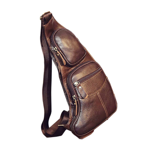 Wholesale Design Your Own Leather Waist <b>Bags</b> Unisex Zipper Closure Brown Casual Daily Use Fanny Pack - Product Image 3