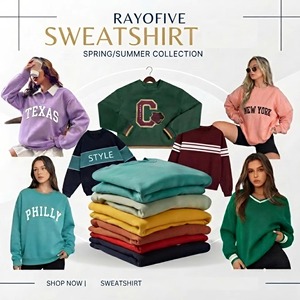 เสื้อสเวตเชิ้ตคอกลมโอเวอร์ไซส์สำหรับผู้หญิง ลายปักสโมสร Lacrosse Girls สีเขียว ผ้าฝ้าย สไตล์ลำลองสำหรับฤดูใบไม้ร่วง - Product Image 5