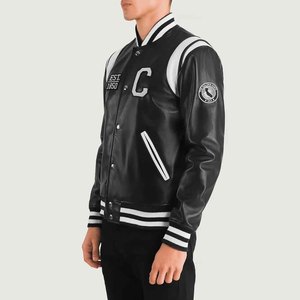 New Original Cowhide Leather Custom Liberty California Embroidery Contrast Shoulder Panel Button <b>Waterproof</b> Thick Winter - Product Image 5