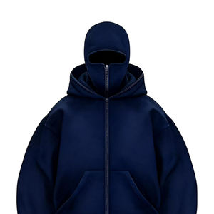 Sudadera con Capucha Balaclava de Invierno Personalizada de Alta Calidad para Hombre, con Diseño de Parches de Algodón Pesado con Lavado Ácido y Bordado de Máscara Ninja - Product Image 5