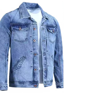 Veste en jean pour homme, coton délavé, décontractée, boutonnée, couleur unie, pour l'automne, coupe classique - Product Image 2