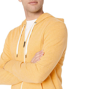 Sweat-shirt en molleton tricoté à capuche jaune uni pour homme, coupe classique, décontracté, pour l'hiver, séchage rapide, respirant - Product Image 6