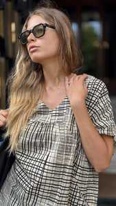 Robe kaftan en coton à imprimé géométrique style bohème chic, légère, pour la plage, pour femmes - Product Image 2