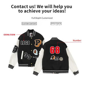 Chaqueta universitaria de béisbol con logotipo personalizado para cuerpo de lana de invierno con mangas de cuero vegano parches de chenilla de cuero de oveja en las mangas - Product Image 6