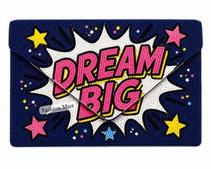 Pochette à perles faite à la main avec texte personnalisé « Dream Big », sac de soirée de luxe pour femme - Product Image 5