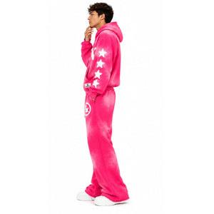 Conjunto de Chándal Tie Dye en Oferta: Sudadera con Cremallera Completa y Pantalones de Chándal Unisex, Estilo Urbano, Primavera, Adulto, Ajuste Holgado, Poliéster Estampado - Product Image 5