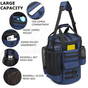 Bolsa de béisbol ligera para atletas con sección para zapatos y soportes laterales para bates, correas de transporte cómodas para jugadores adultos - Product Image 3