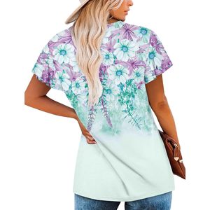 2025 femmes mignon col en V tunique hauts été à manches courtes Blouse brodé Logo MintHibiscus M hauts habillés porter des Leggings - Product Image 3