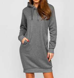 Robe à capuche décontractée pour femme, imprimée sur mesure, en molleton respirant, sans doublure, coupe oversize longue, sweat-shirt à manches longues avec fermeture éclair et poches sur le devant - Product Image 5