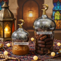 Meilleures ventes 2026 : Pot de rangement en verre fait main attrayant pour la décoration de table du Ramadan, nouveau style avec couvercle en forme de minaret et pichet pour l'Aïd