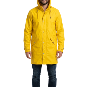 Veste imperméable à capuche avec cordon de serrage à la taille, résistante à l'eau, à manches longues – Grande Vente - Product Image 4