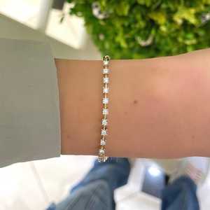 Pulsera de Diamantes Cultivados en Laboratorio con Diseño de Media Cadena de Tenis y Media Cadena de Clip, Cadena de Eslabones de Oro Sólido de 14K y 18K, Ajustable de 7 Pulgadas, Pulseras Delicadas y Elegantes - Product Image 2