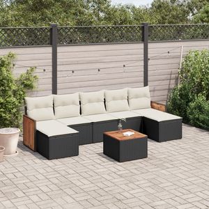 Ensemble de canapés de jardin en rotin moderne 6 places, mobilier d'extérieur avec accents en teck, résistant aux intempéries, design contemporain - Product Image 3