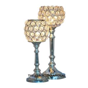 Ensemble de 2 porte-bougies luxueux en cristal, porte-bougies religieux, décorations de dîner, ornements décoratifs, porte-bougies en cristal et en métal - Product Image 1