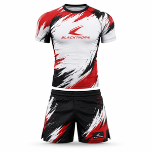 Ensemble de combat MMA pour hommes : Rashguard et short personnalisés en Spandex/Polyester extensible et à séchage rapide pour Jiu Jitsu et Grappling - Product Image 1