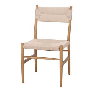 Chaise de salle à manger moderne en teck massif avec assise en rotin naturel et design élégant pour restaurant, café, mobilier de salle à manger - Product Image 5