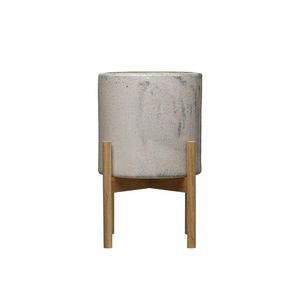 Juego de macetas minimalistas de metal negro, 2 macetas con soporte de madera, maceta de interior para plantas verdes, uso en escritorio. - Product Image 5