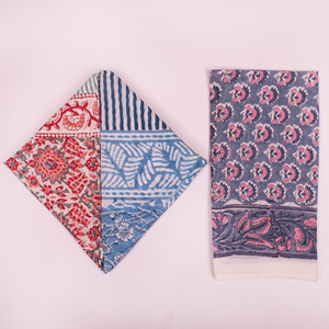 Handmade Cotton Block Printed <b>Square</b> <b>Scarf</b> Floral Bandana Ethnic Pattern Skin Friendly Unisex Accessory Spring Autumn Wear - Product Image 4