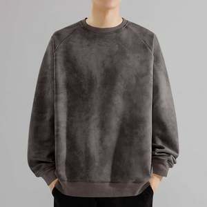 Hot Selling High Quality OEM Custom Logo Winter <b>Drop</b> Shoulder <b>Acid</b> Washed Oversized Men's Sweatshirt 380 GSM Heavyweight Fleece - Product Image 4