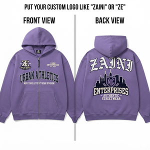 Mens Full <b>Zip</b> Hoodie 420 GSM Cotton Polyester Brushed Fleece Heavyweight for Custom Embroidery Chenille Patch Tackle Twill OE - Product Image 1