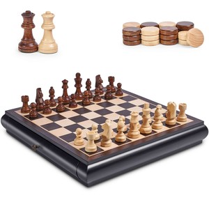 Acacia Wood 3-in-1 Chess Checkers <b>Backgammon</b> <b>Set</b> Wholesale | Handcrafted Board Game - Product Image 6