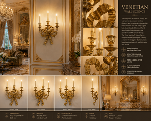 Crystal Venetian Baroque Luxury <b>Wall</b> <b>Sconce</b> Decorative <b>Wall</b> <b>Light</b> with Ornate Mirror Detailing Elegant Brass Arms crystal handle - Product Image 4